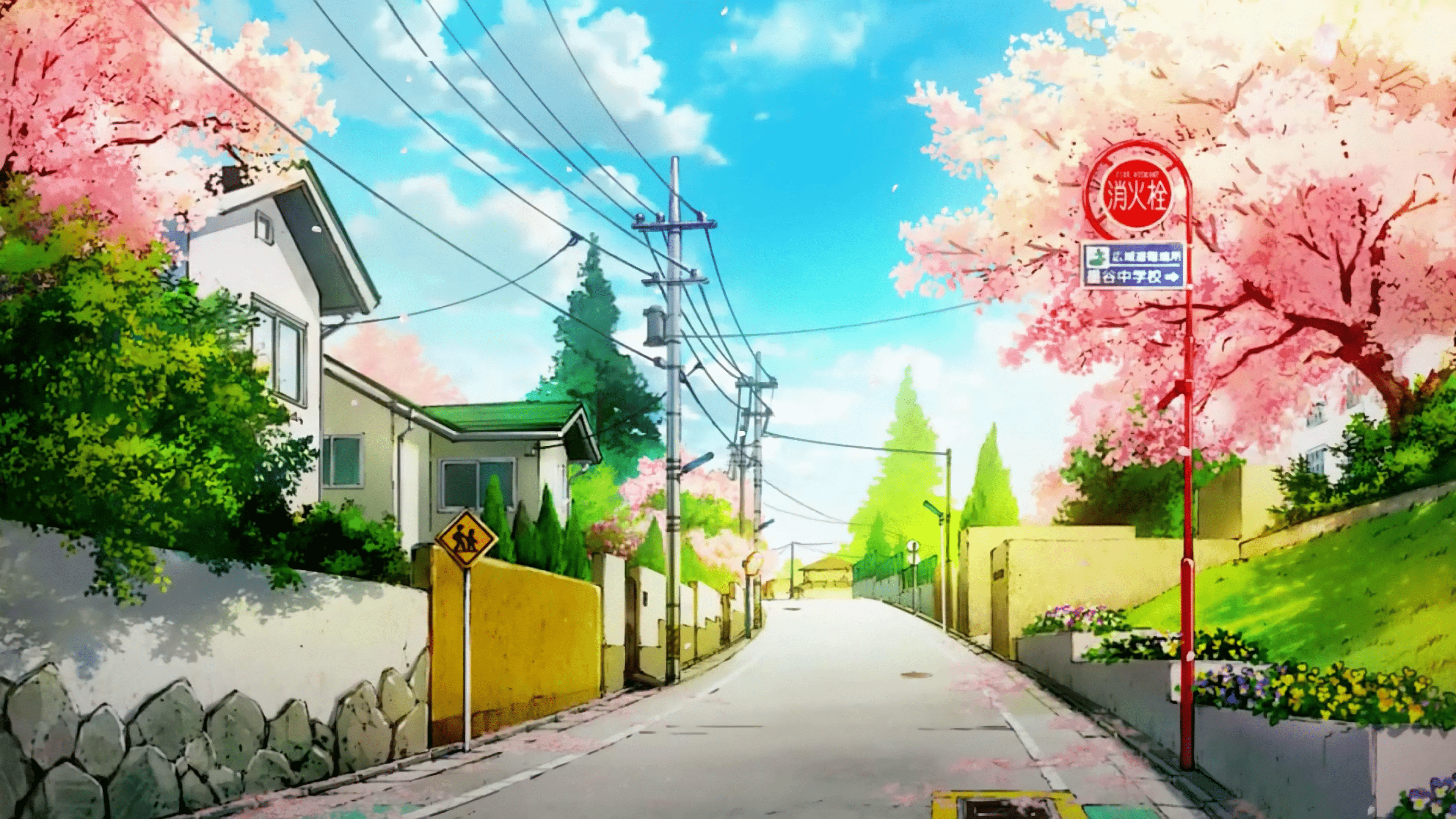 3840x2160 Anime Neighborhood Wallpaper