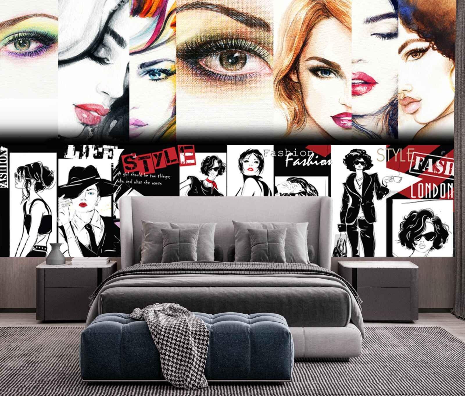 1600x1363 Fashion Faces Poster Wallpaper Beauty Salon Wallpaper Face