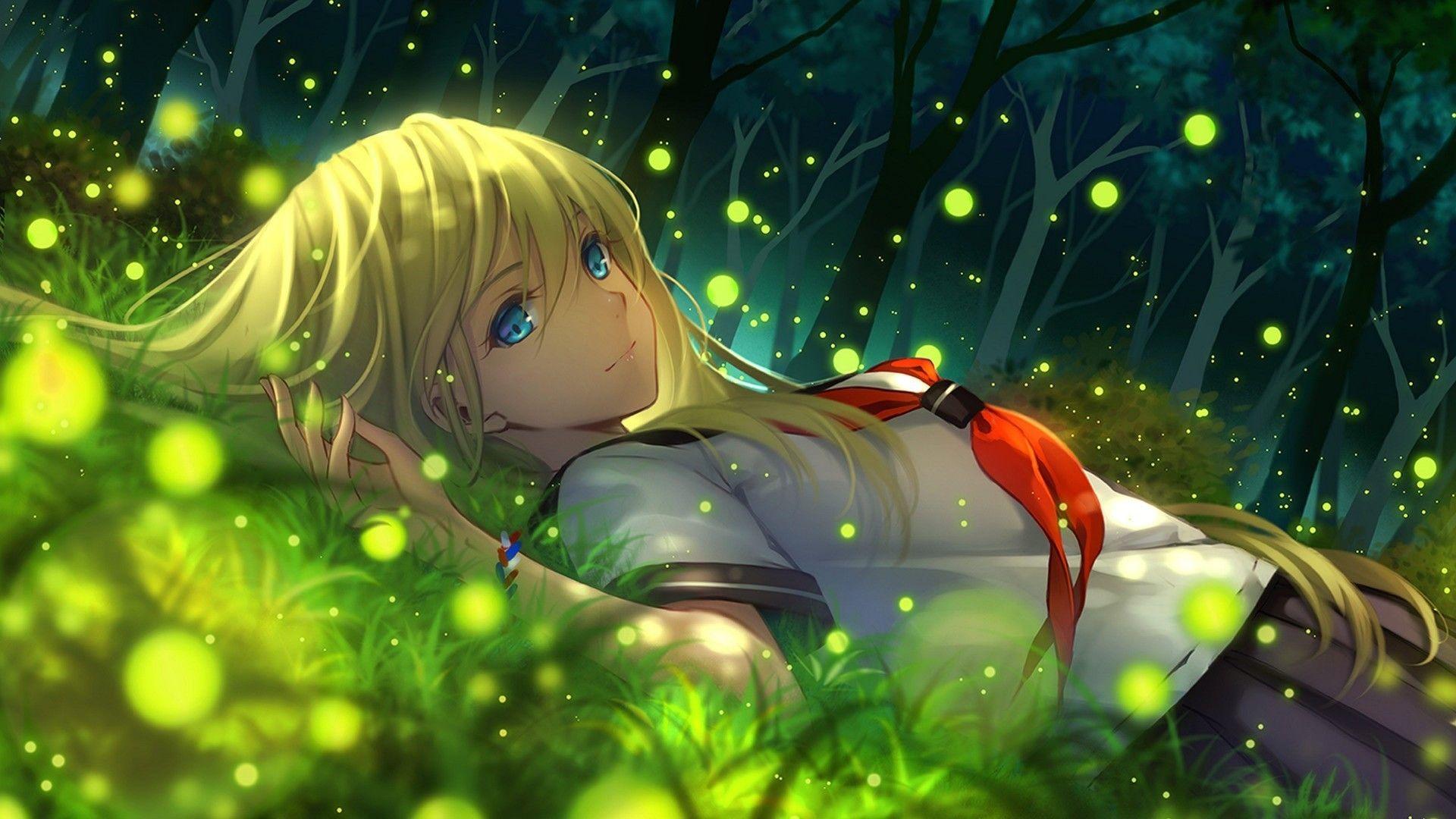 1920x1080 Anime Girl Green HD Wallpaper