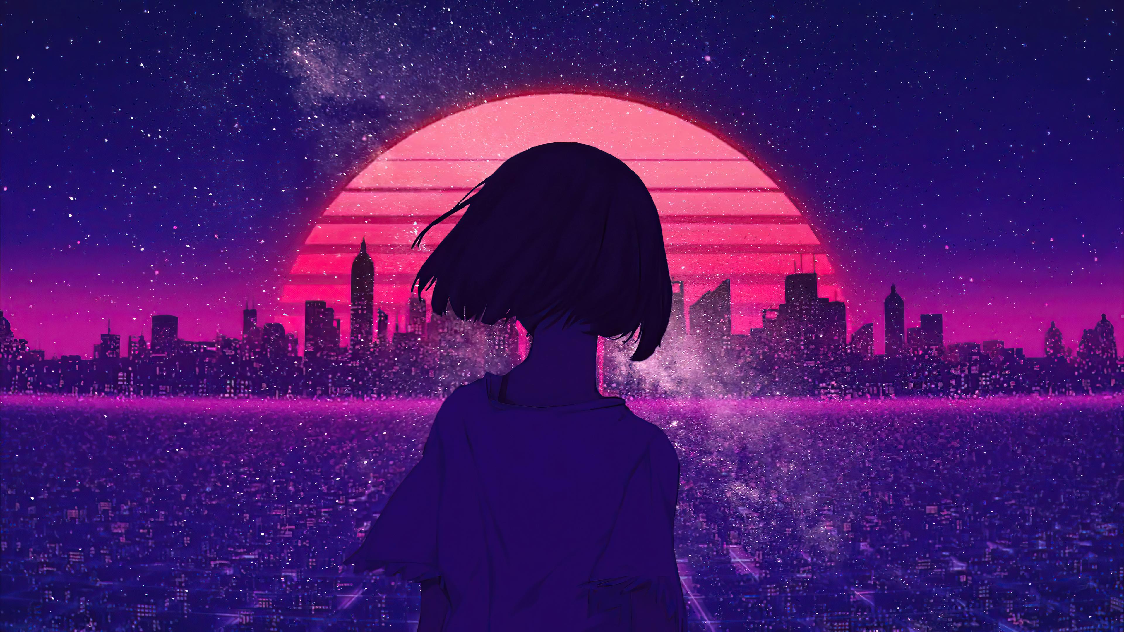 3840x2160 Retro Wave Dream Anime Girl Ultra HD Wallpaperx2160