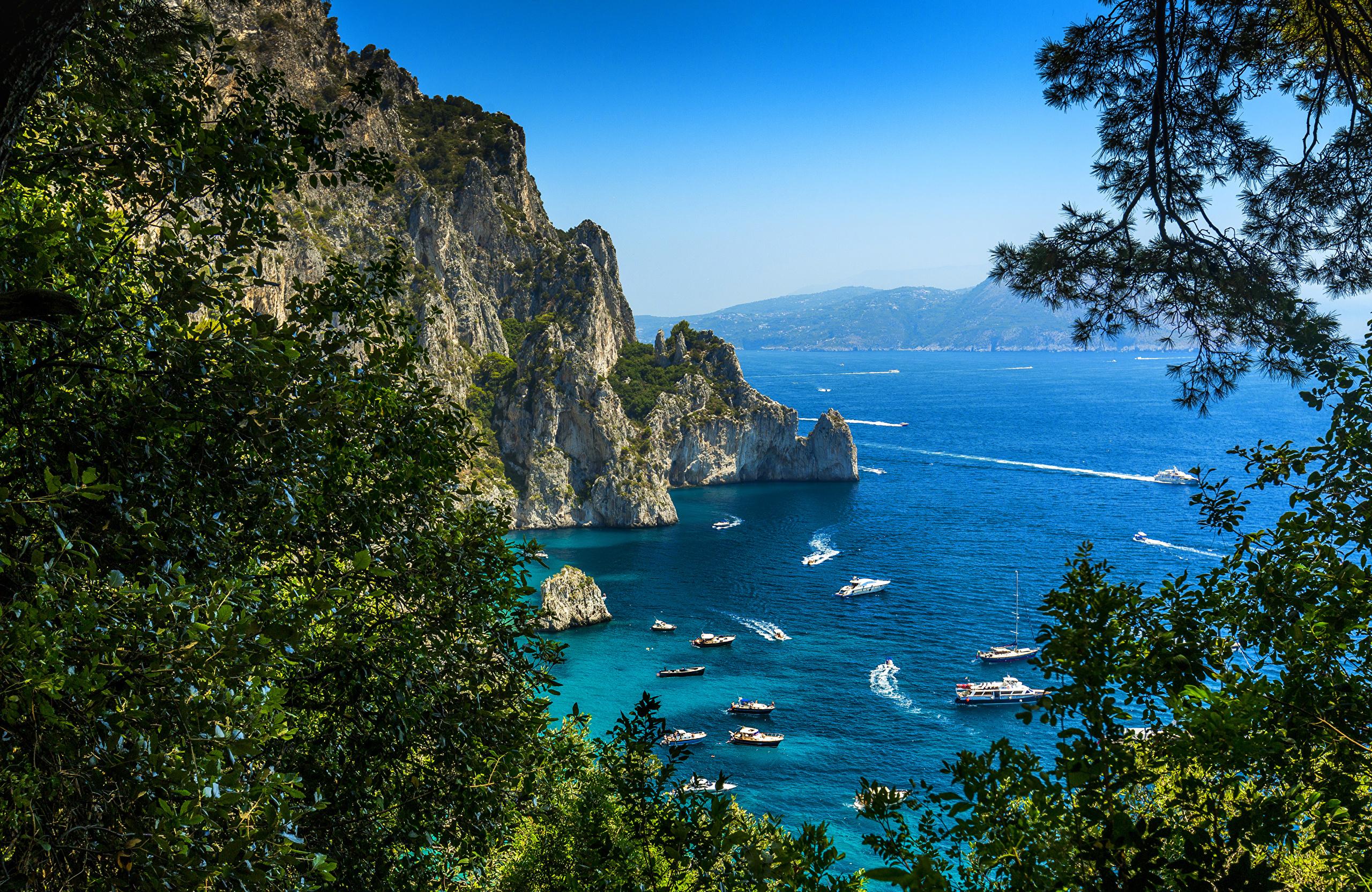 2560x1664 Wallpaper Italy Capri Cliff Nature Coast Yacht Sailing 2560x1664