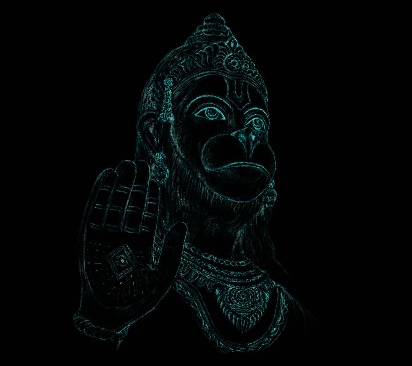1440x1280 Black Hanuman Wallpaper