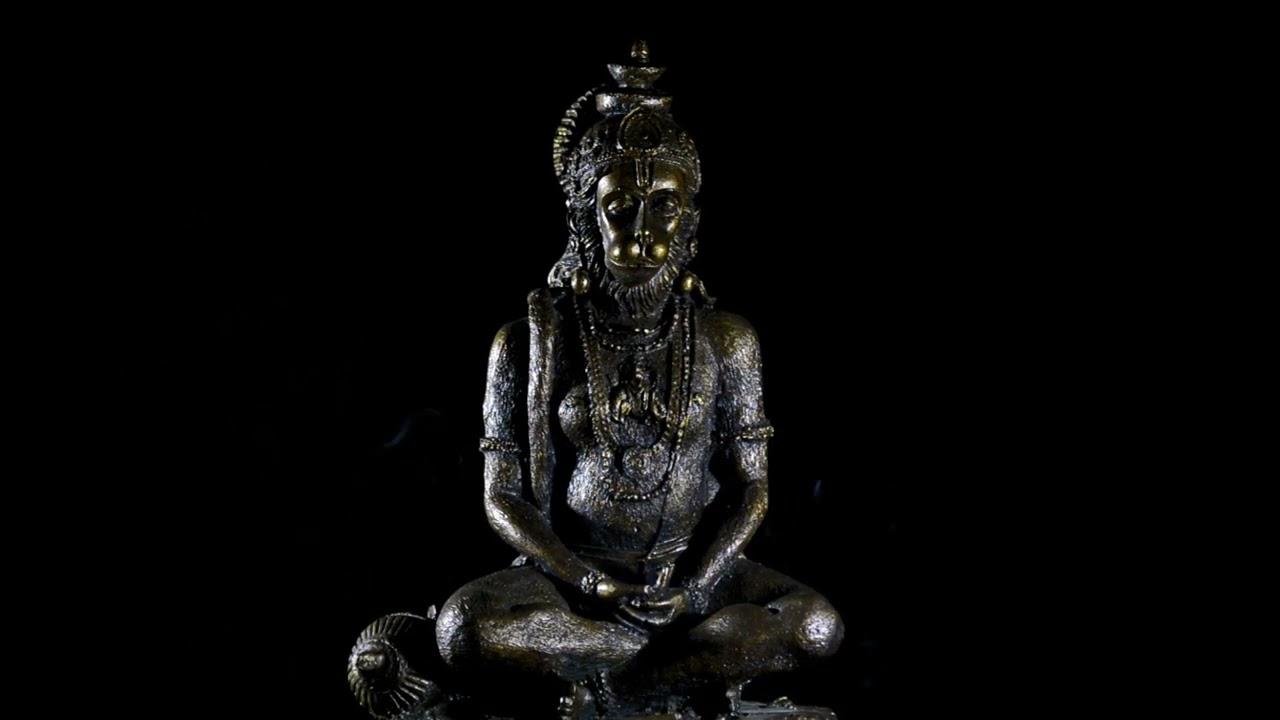 1280x720 Lord Hanuman Statue rotating on Black Background God Hindu Image Free Stock Videos without watermark