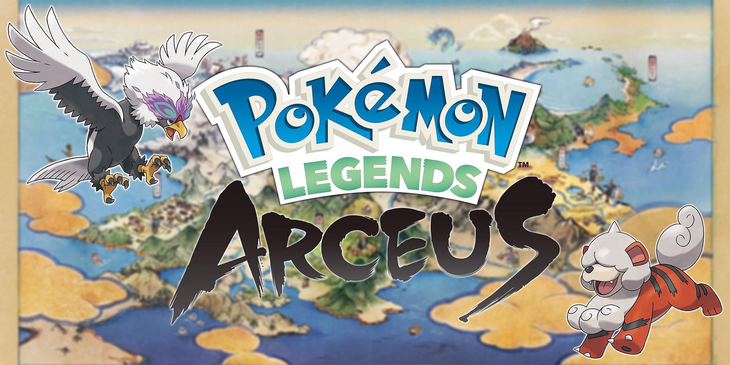 2376x1188 Download Pokemon Legends Arceus Braviary And Growlithe Wallpaper