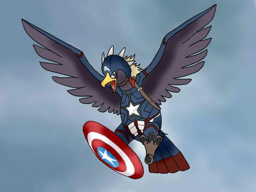 1024x768 DA Captain America Braviary. Pokémon Amino