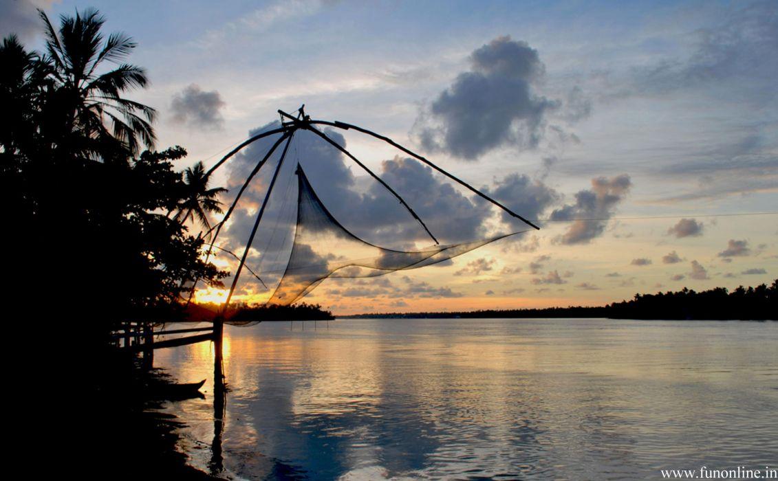 1131x700 Kochi Kerala Blues Back Water Lagoons Sunset Beach Ship Channels Chinese Nets Skyscraper water city (13) wallpaperx1586