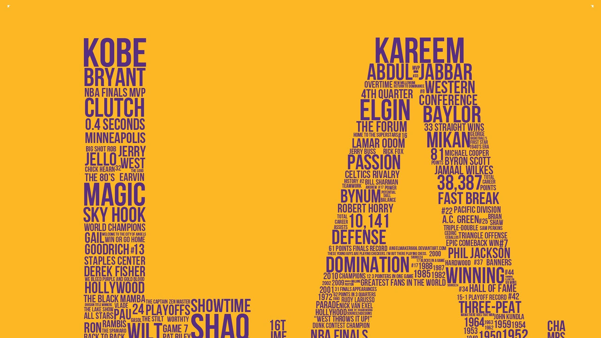 2560x1440 Download wallpaper 2560x1440 basketball, nba, names, los angeles
