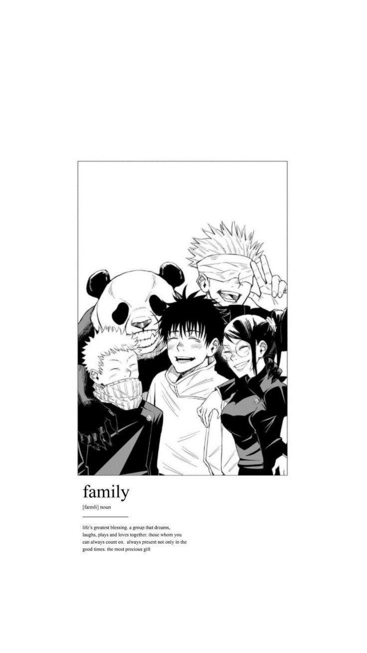 736x1308 Jujutsu Kaisen Black And White Wallpaper