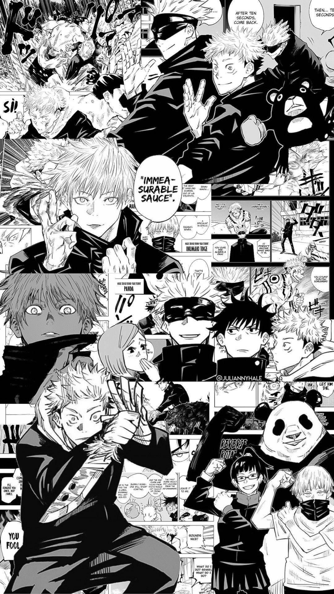 1080x1921 Download Jujutsu Kaisen Black And White Manga Wallpaper