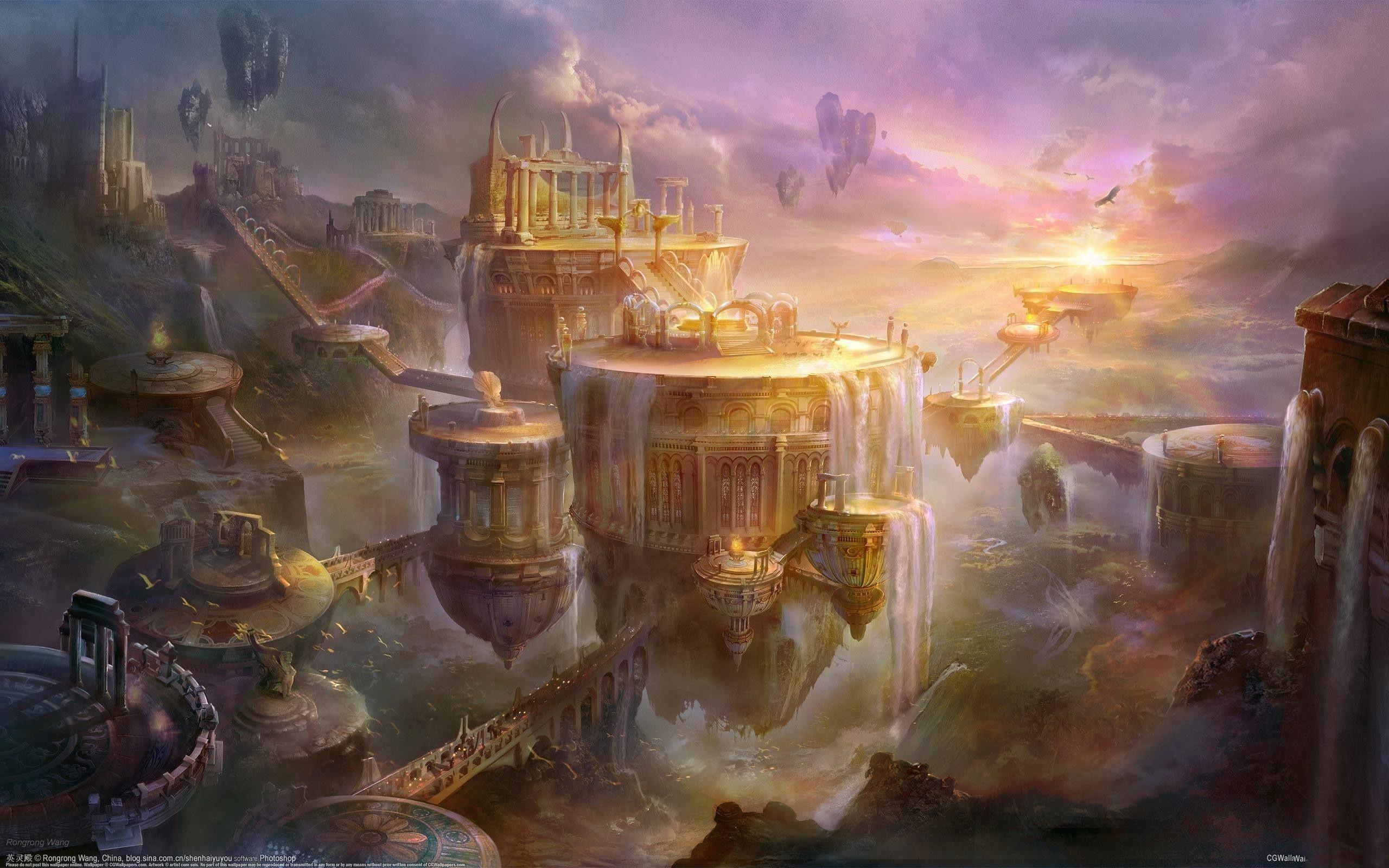 2560x1600 Beautiful floating city 2560 x 1600.com. Fantasy city, Fantasy landscape, Landscape wallpaper