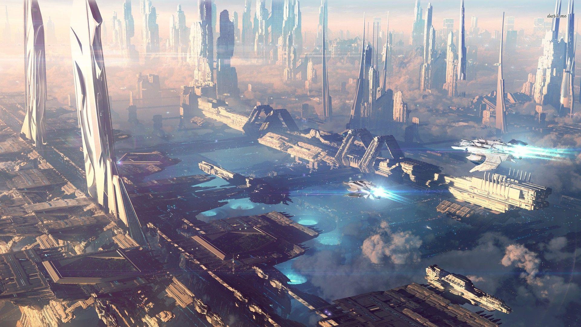 1920x1080 Floating Steampunk City Wallpaper