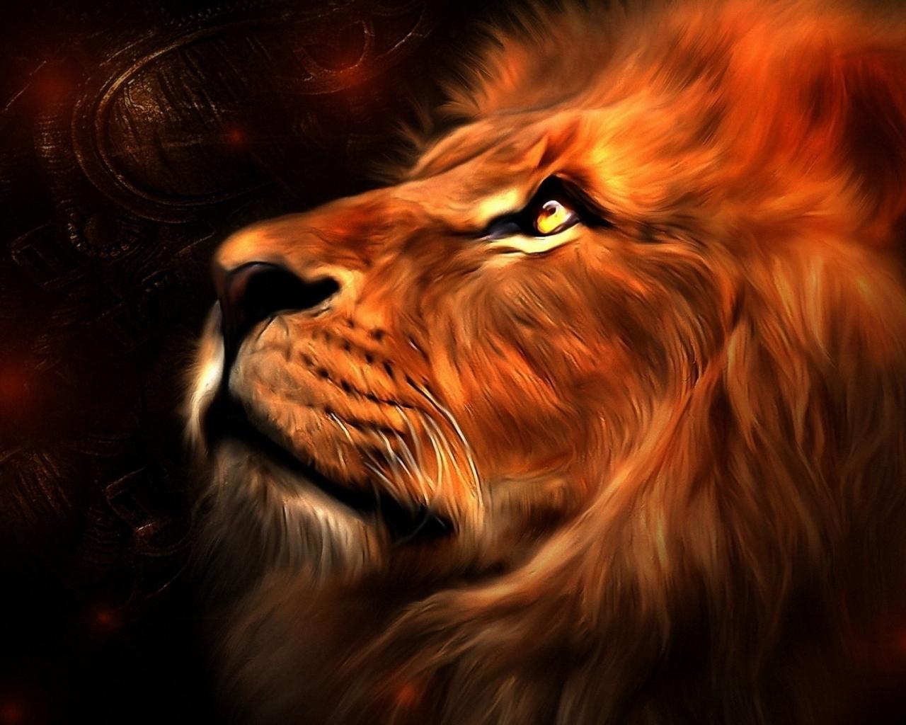 1280x1024 Dangerous Lion Wallpaper