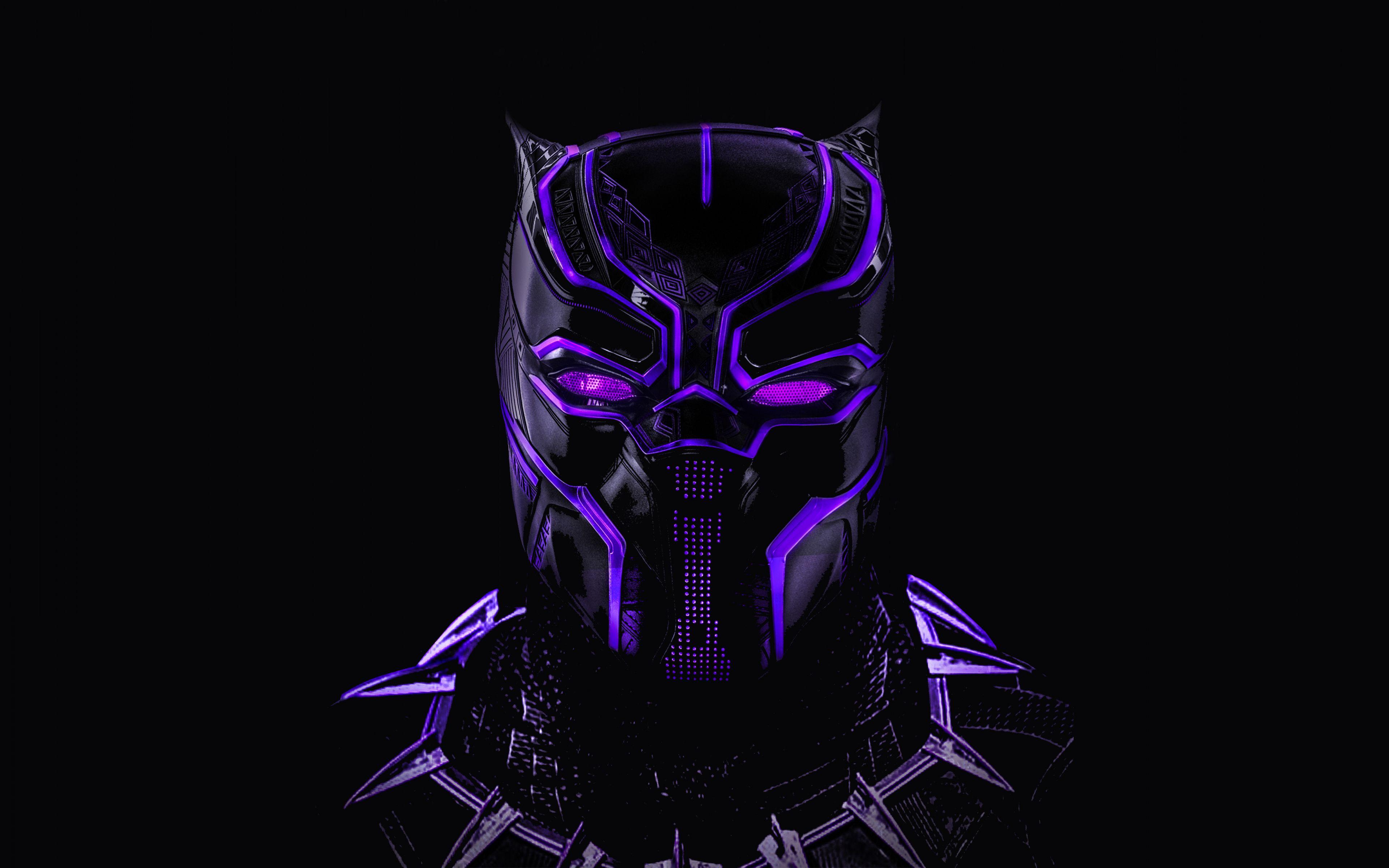 3840x2400 Download 3840x2400 wallpaper black panther, superhero, dark, glowing