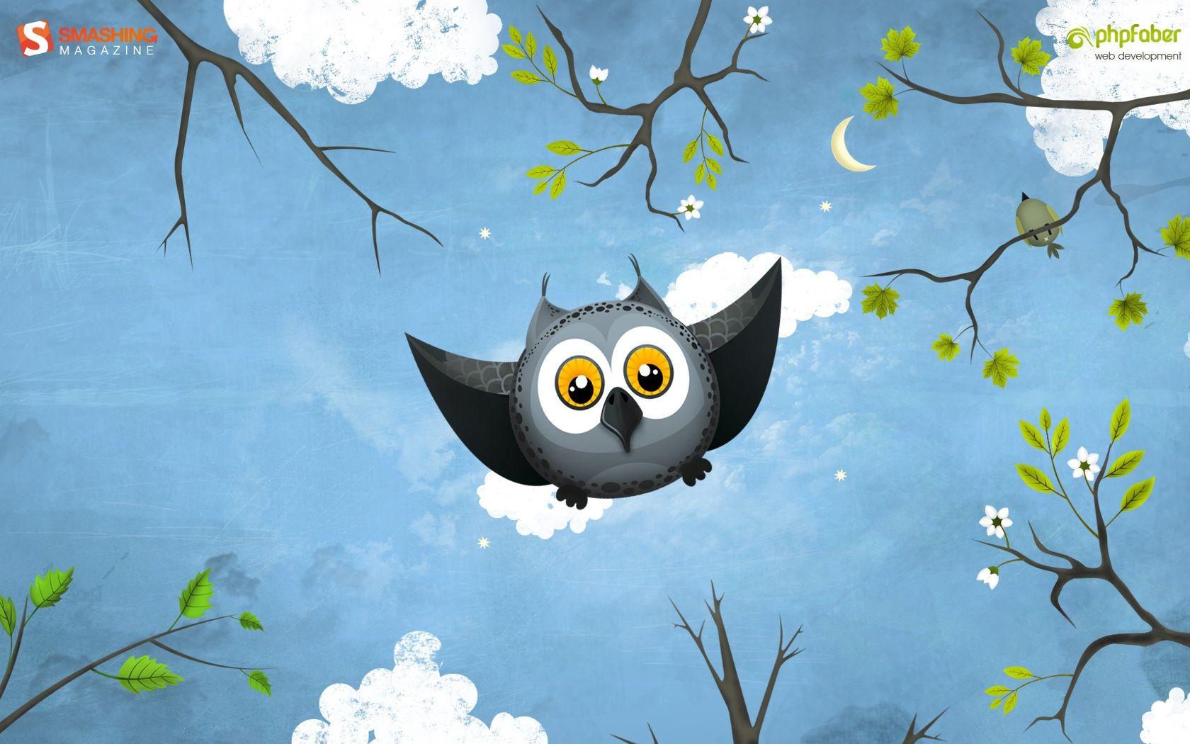 1680x1050 Cute Christmas Owl Wallpaper