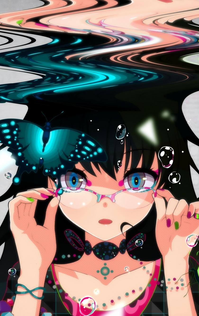 840x1336 Download wallpaper 840x1336 anime girl, glitch art, bubbles, art, iphone iphone 5s, iphone 5c, ipod touch, 840x1336 HD background, 6279