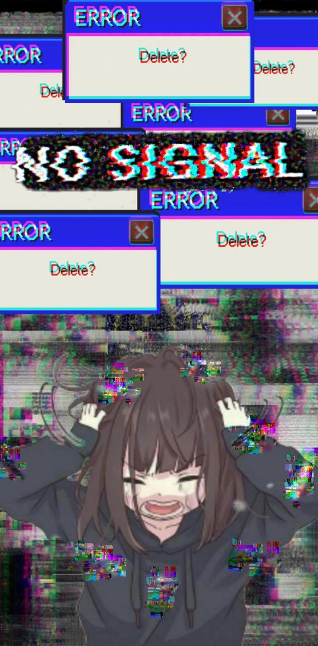 630x1280 Sad Glitch Girl wallpaper