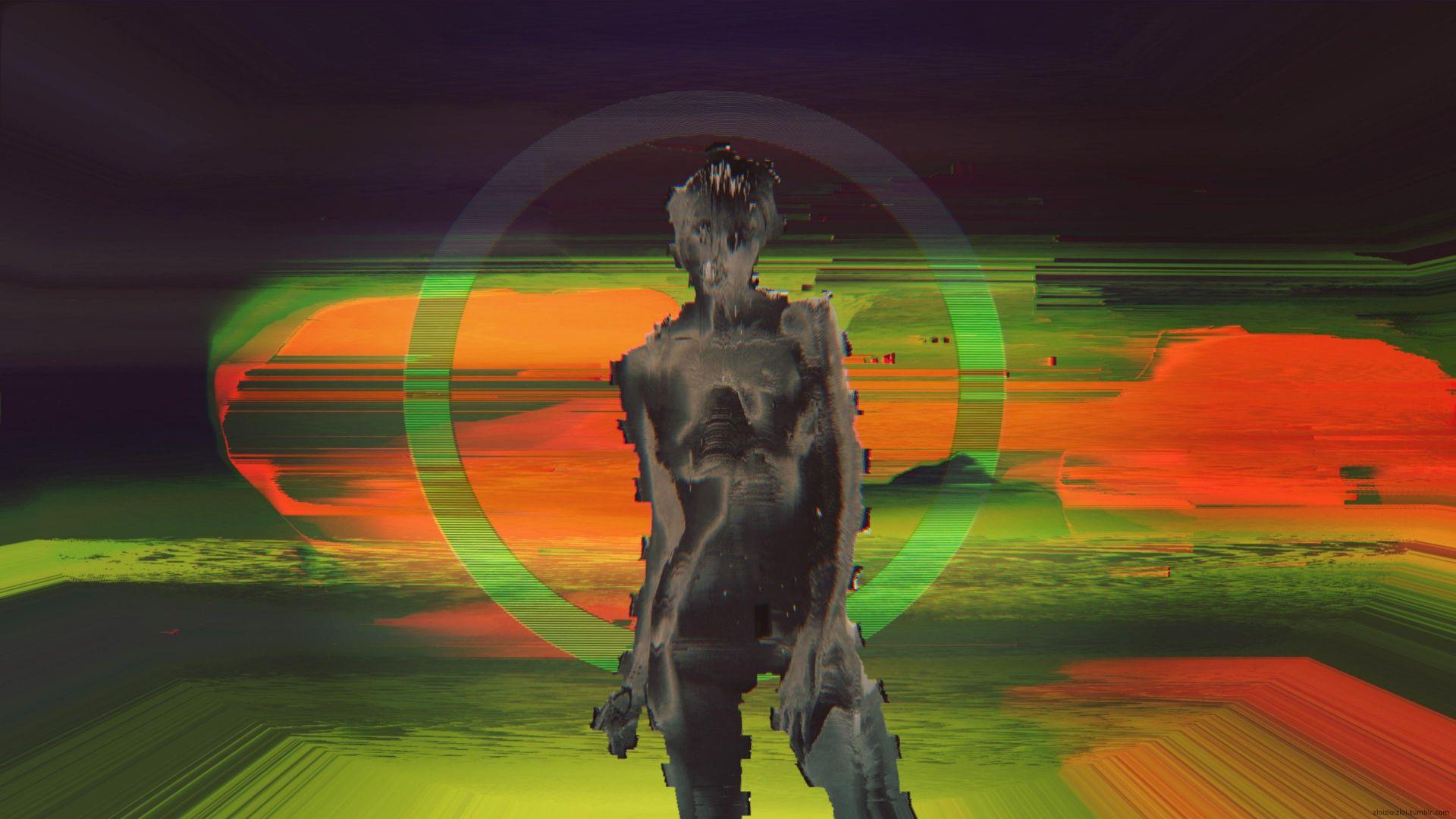 1920x1080 Glitch Acid Abstract Girl 4K Wallpaper