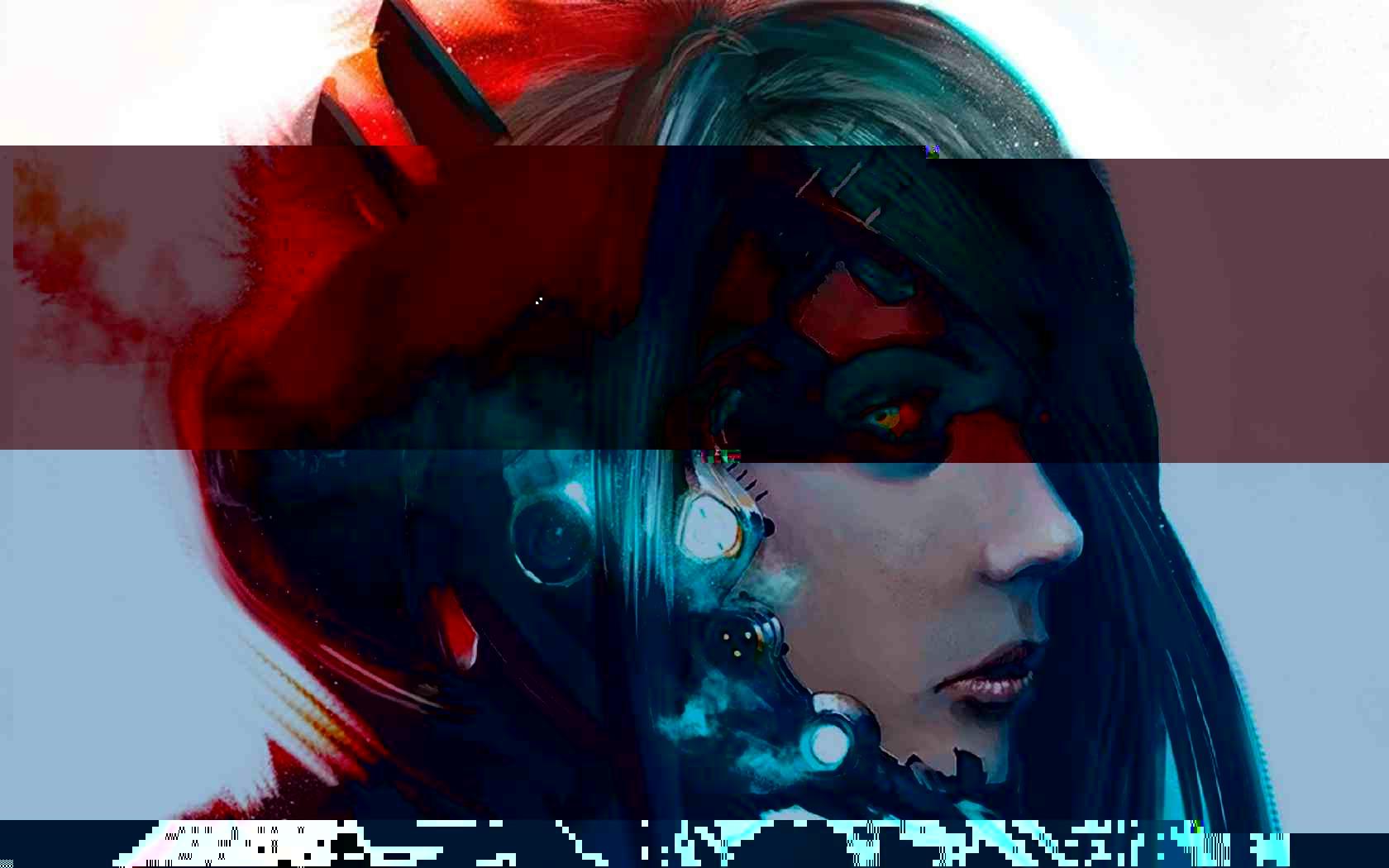 1680x1050 glitch Art, Cyberpunk, Cyborg Wallpaper HD / Desktop and Mobile Background