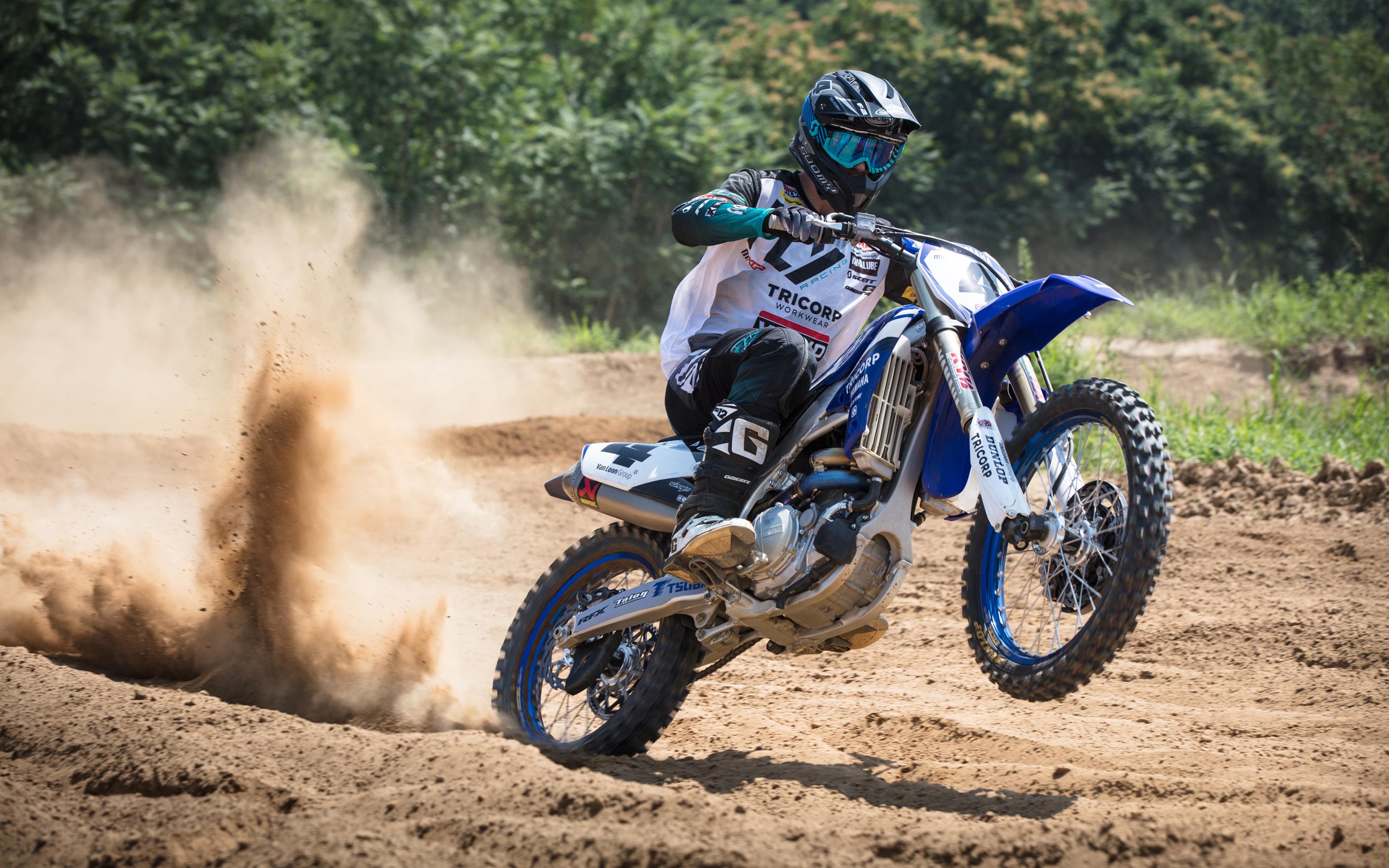 2880x1800 Download wallpaper motocross, Yamaha YZ450F, rider, 2018 bikes, new YZ450F, sportsbikes, Yamaha for desktop with resolution 2880x1800. High Quality HD picture wallpaper