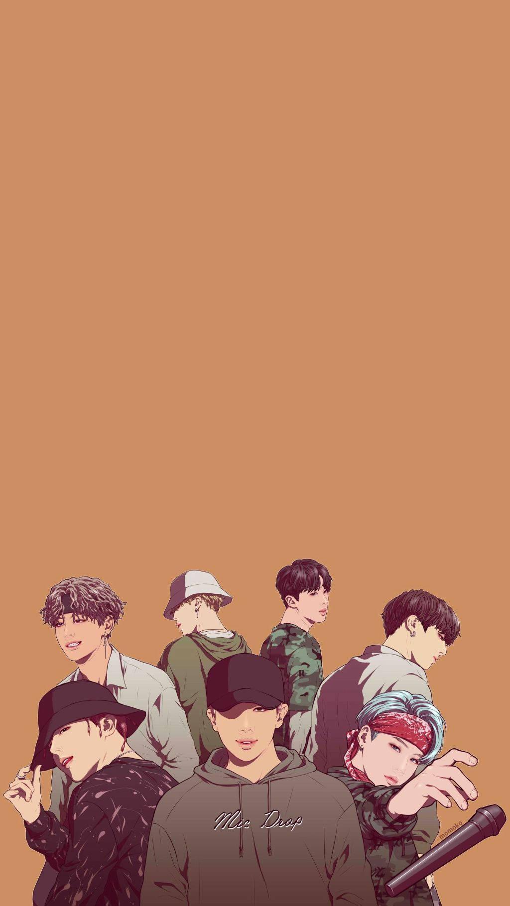 1024x1820 Download Bts Cartoon Mic Drop Wallpaper