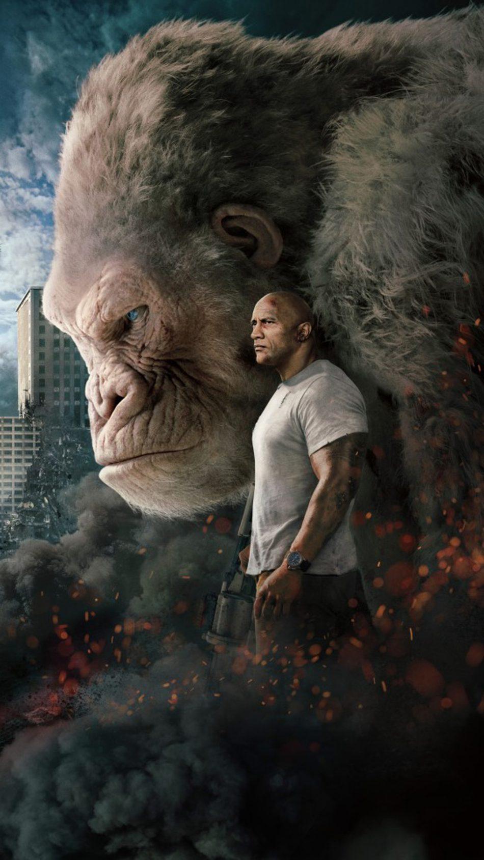 950x1689 Dwayne Johnson And White Gorilla In RamK Ultra HD Mobile Wallpaper