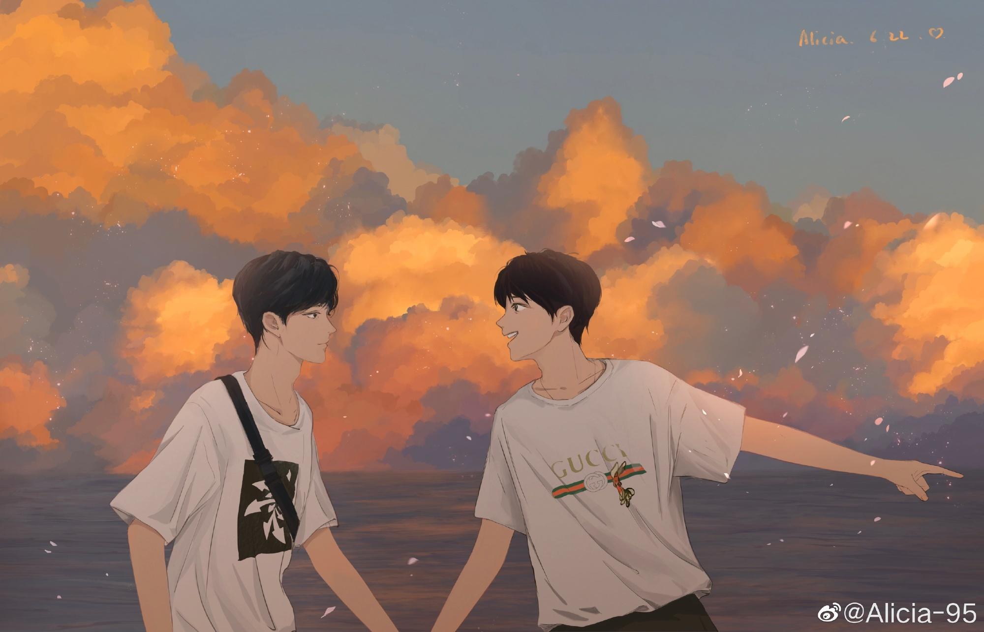 2000x1285 BTS Vibes: Suga & Jimin Under Dreamy Sunset Skies Music Wallpaperx1285