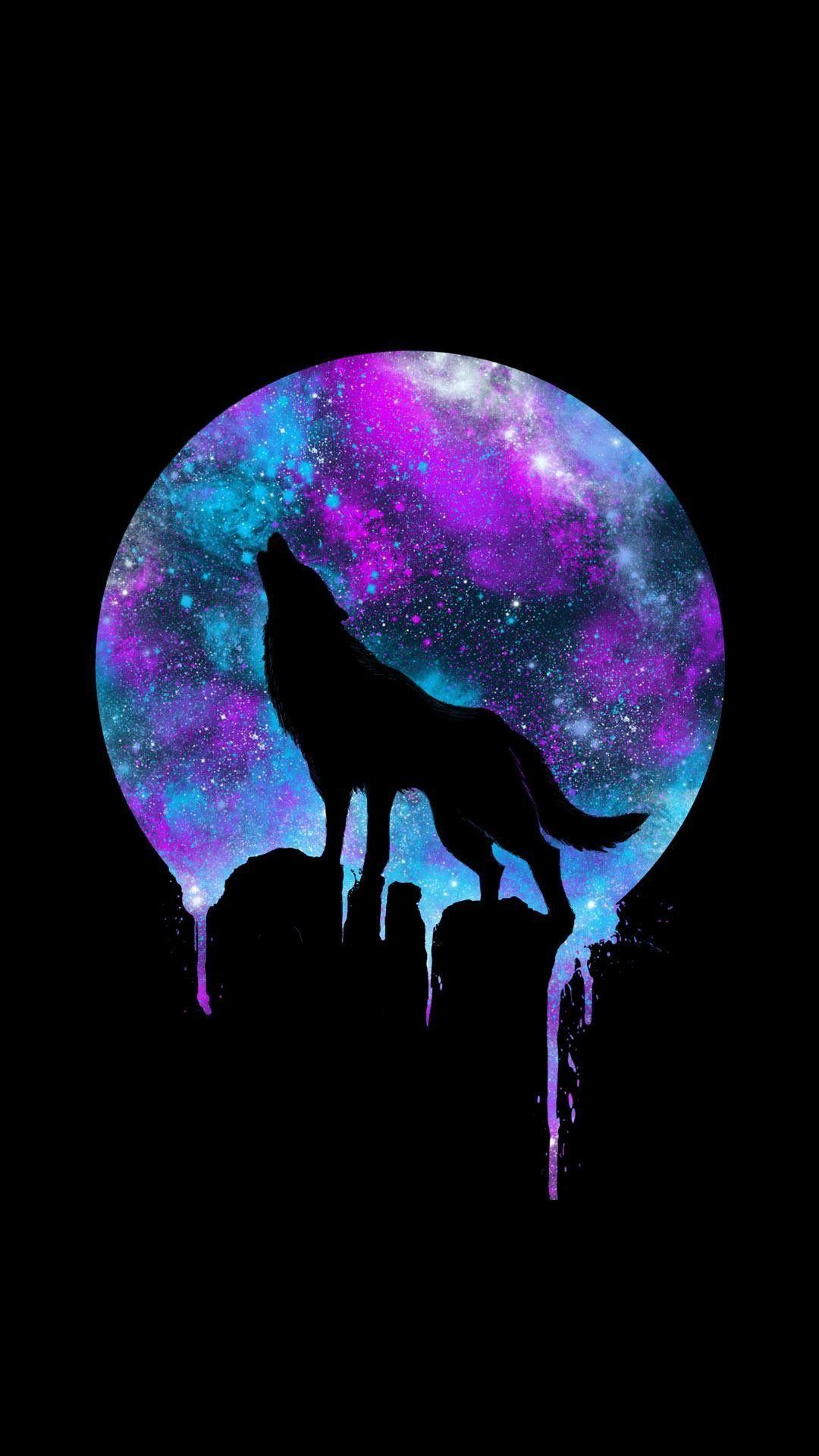 1080x1920 Wolf Moon Minimalist Wallpaper