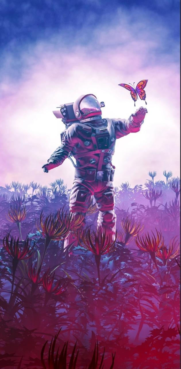 630x1280 Butterfly Astronaut wallpaper