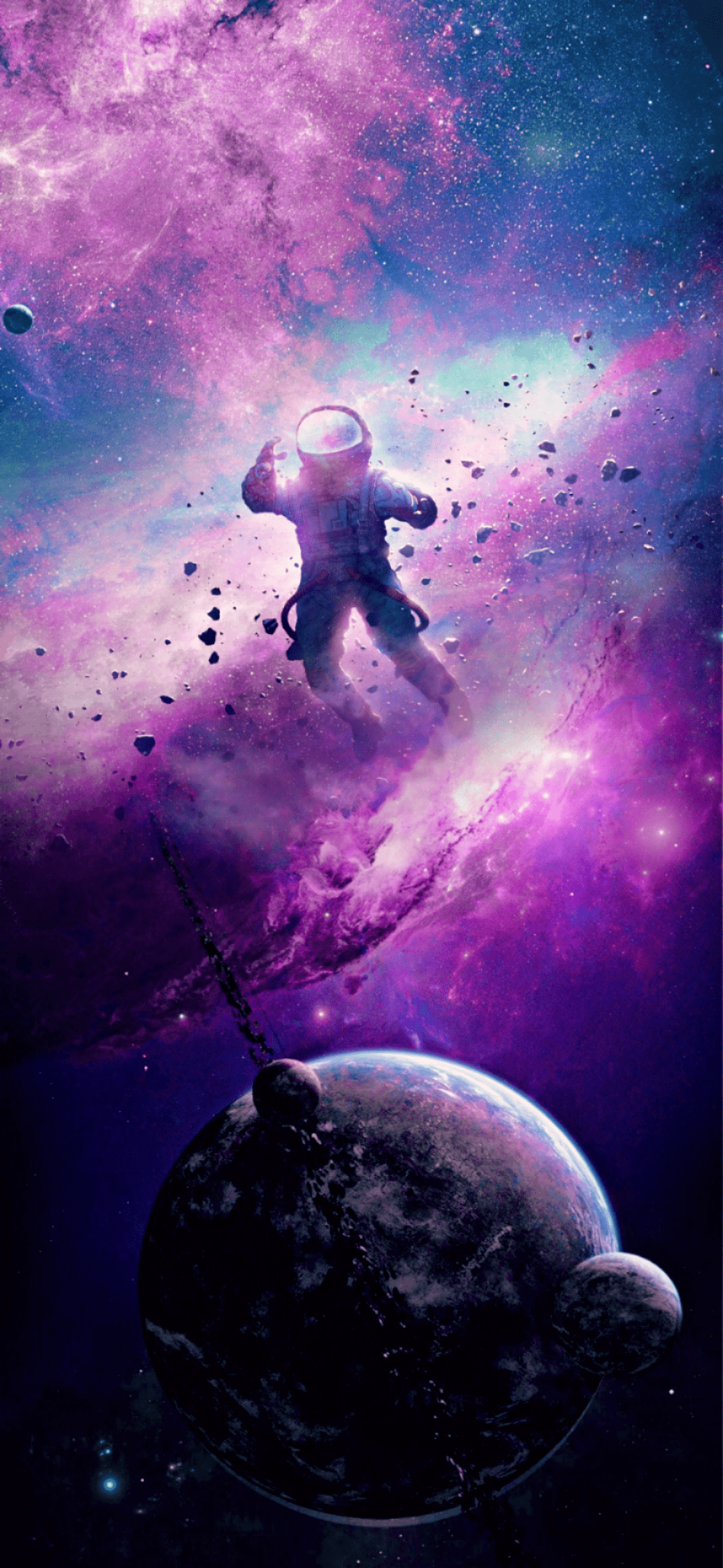 1080x2340 Pink Astronaut Wallpaper