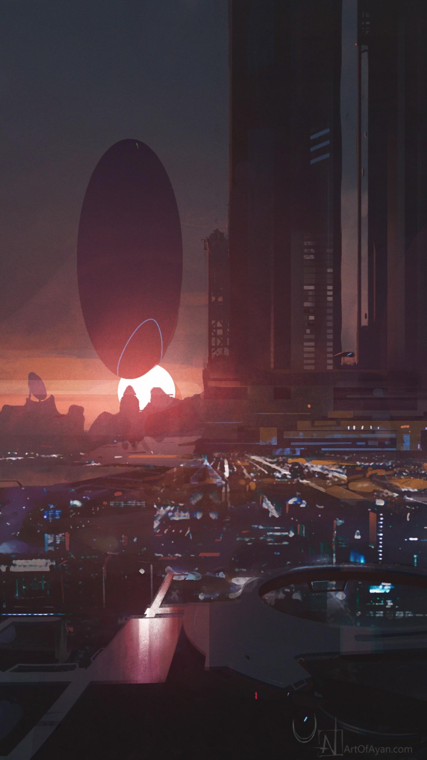 1440x2560 Wallpaper city, sunset, 4K, Art
