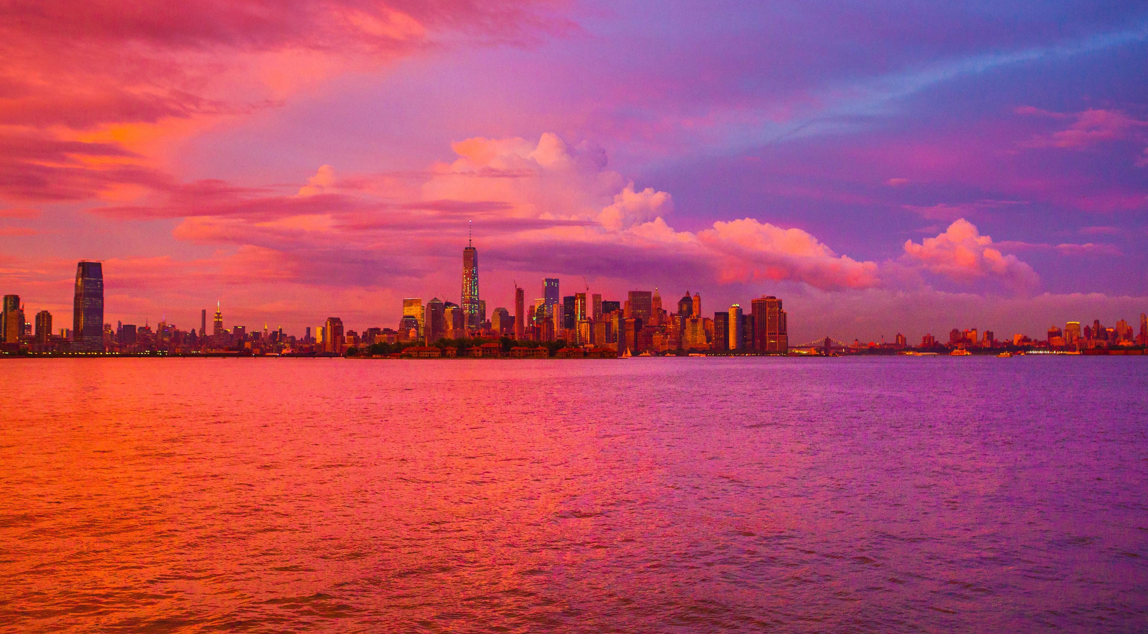 3840x2120 Wallpaper / New York City, sunset, clouds, cityscape, building free download