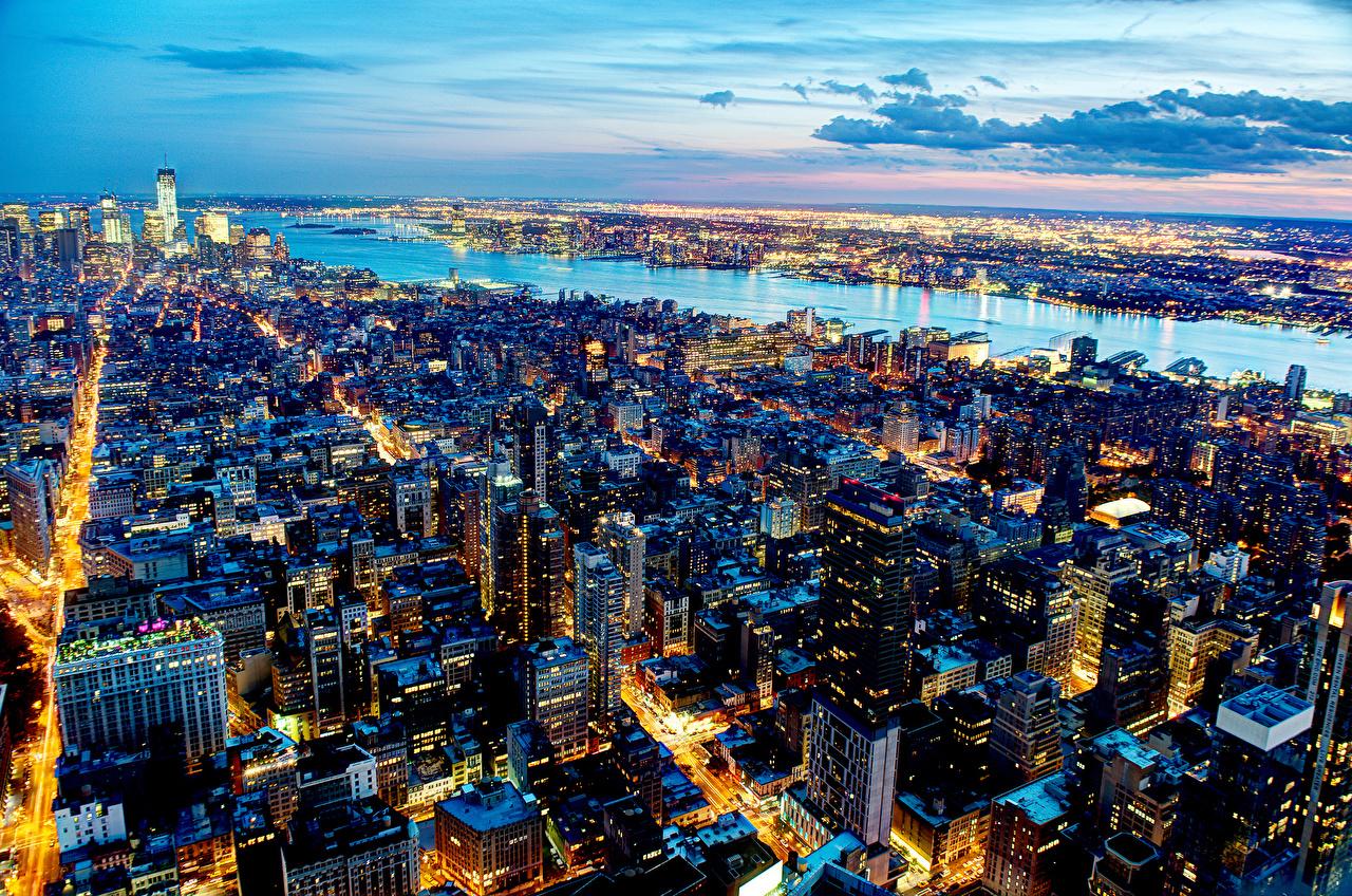 1280x848 Desktop Wallpaper New York City USA Night From above Houses Cities