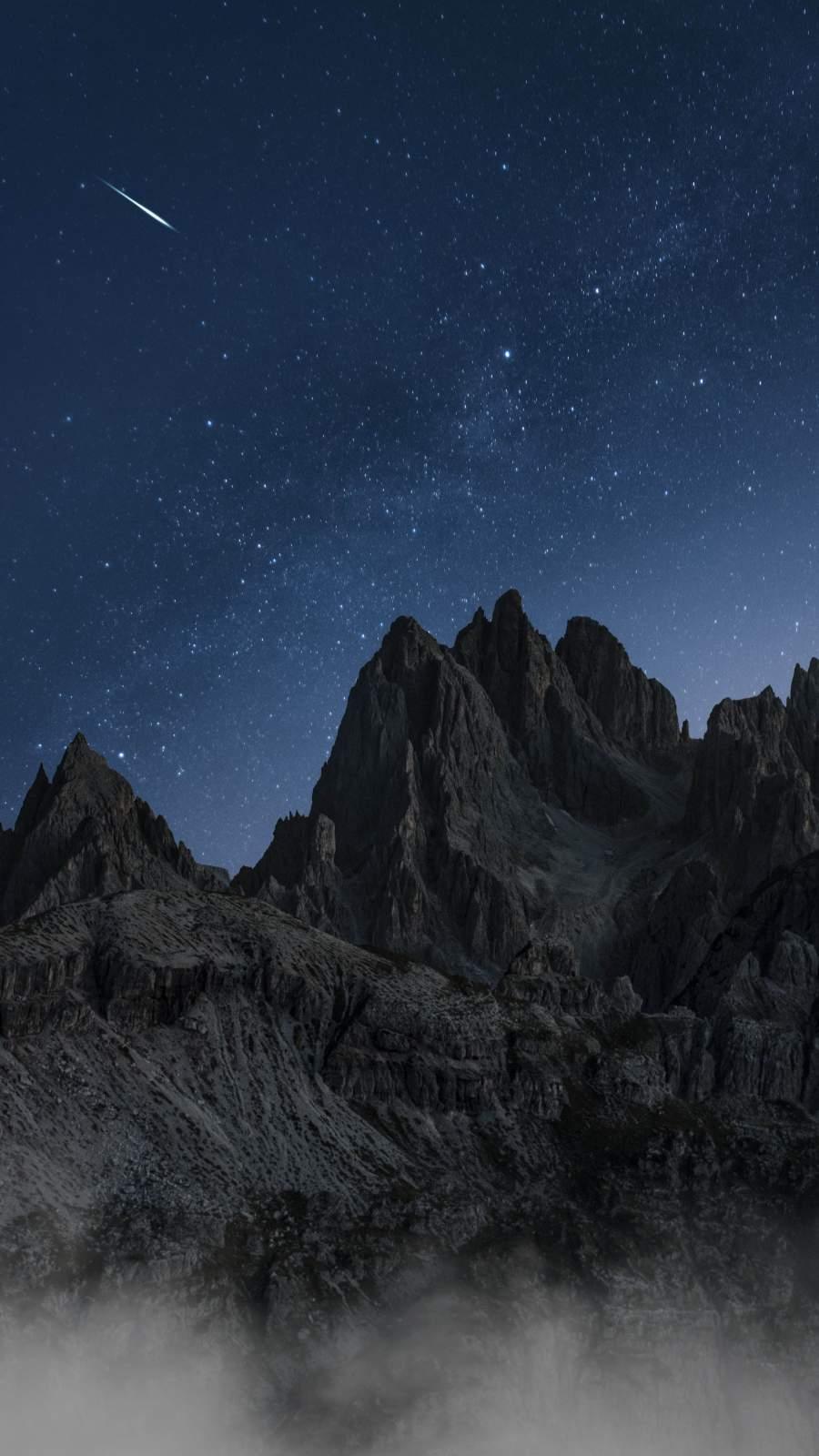 900x1600 Black Mountains Starry Sky Wallpaper : iPhone Wallpaper