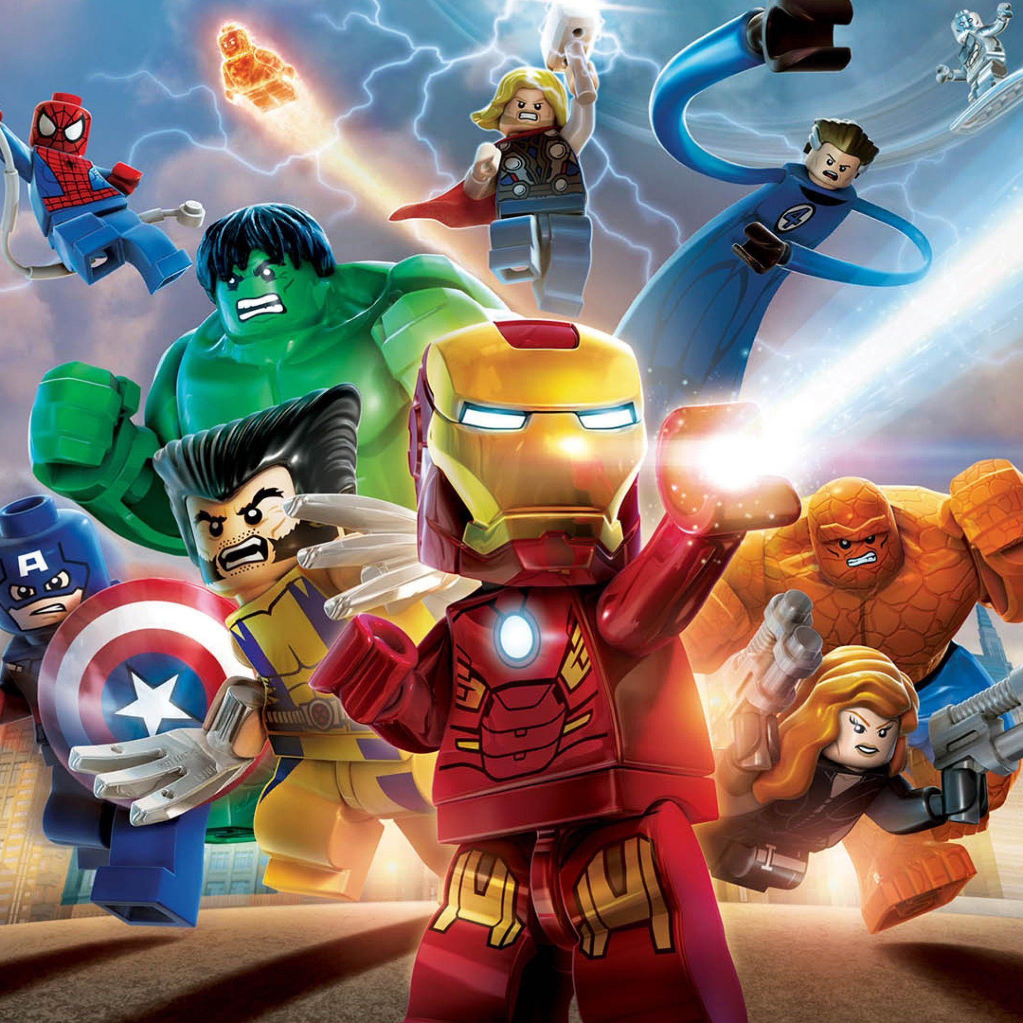 2048x2048 LEGO Marvel Wallpaper