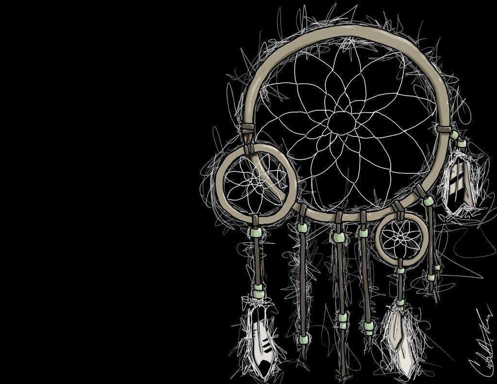 1024x791 Black Dream Catcher Wallpaper