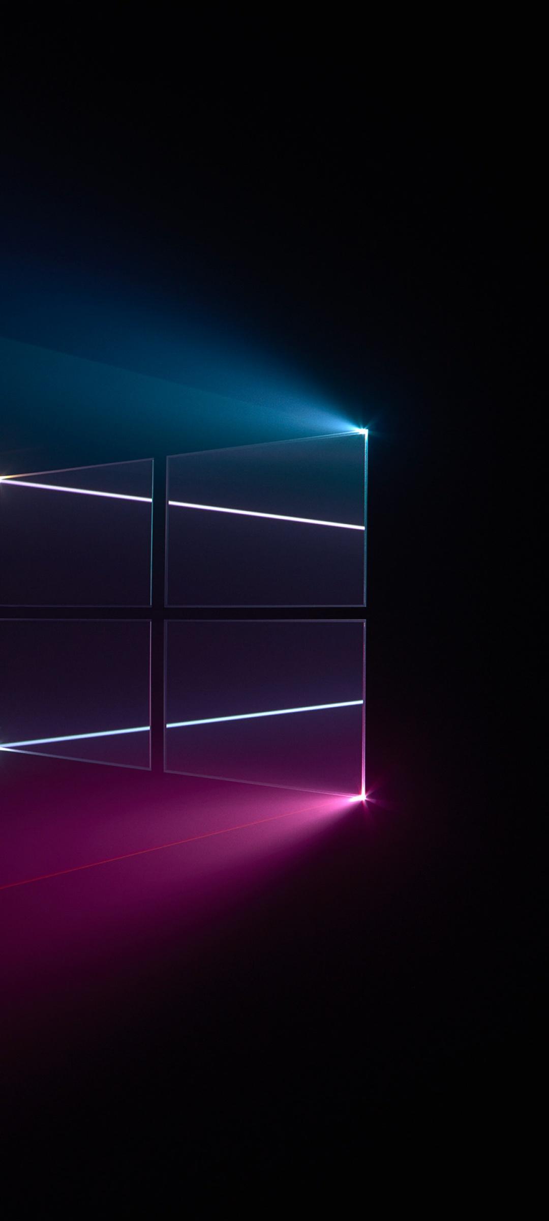 1080x2400 Windows 10 Wallpaper 4K, Microsoft Windows, Colorful, Black background, Technology