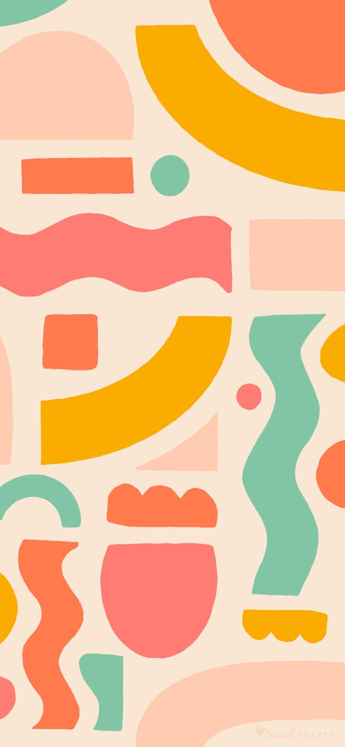 1150x2488 August 2022 Colorful Shapes Calendar Wallpaper