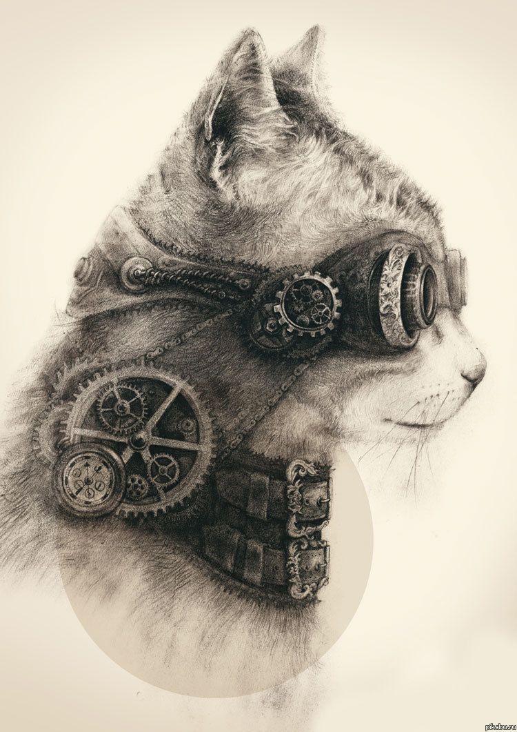 750x1061 Mood. Steampunk cat, Steampunk, Cat art