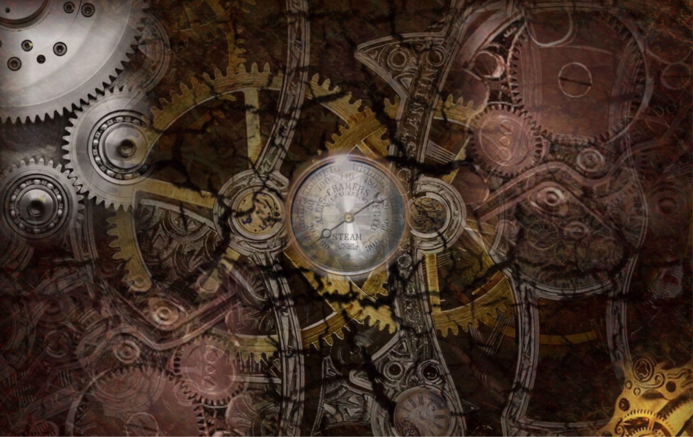 2248x1417 Running time steampunk wallpaper and image, picture