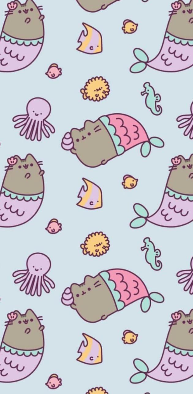 630x1280 Mermaid pusheen wallpaper