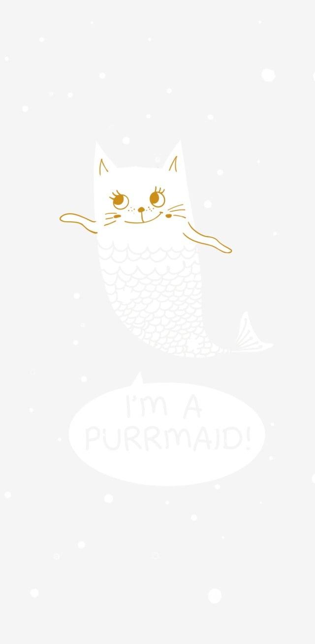 640x1307 Flat Illustration PNG Picture, Cute Cat Mermaid Healing Illustration Flat Illustration Simple Pattern, Cartoon Hand Drawn, Decorative Pattern, Font Design PNG Image For Free Download