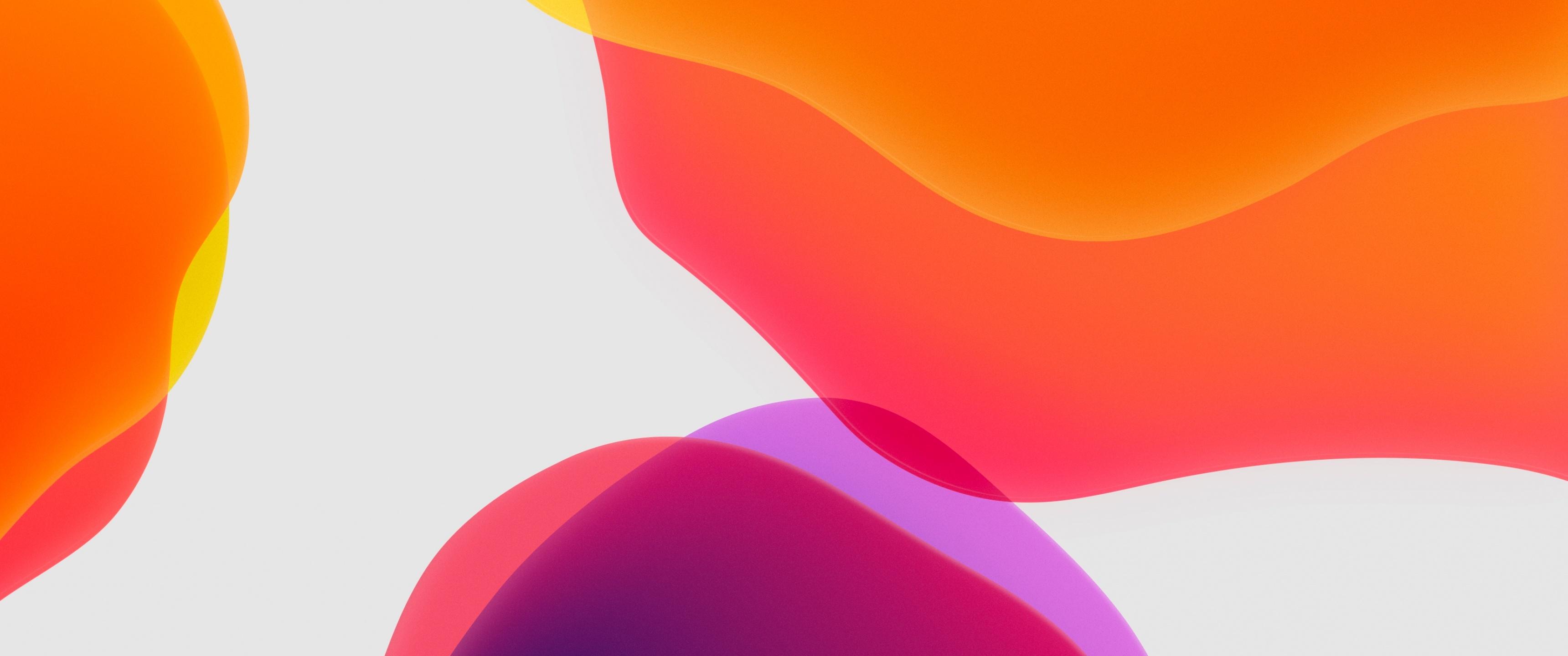 3440x1440 iPadOS Wallpaper 4K, Stock, Orange, White background, iPad, iOS Abstract