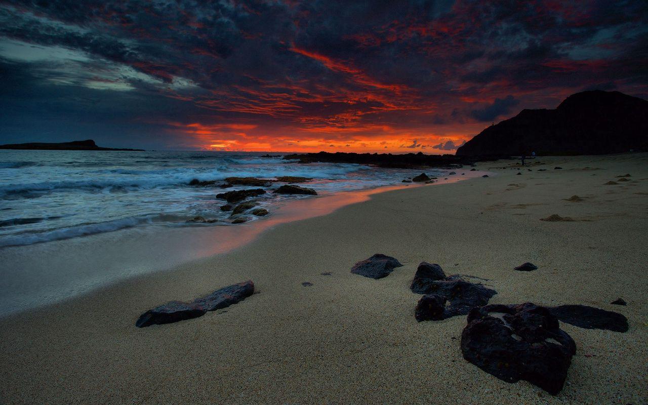 1280x800 Download wallpaper 1280x800 beach, night, sea, sky widescreen 16:10 HD background