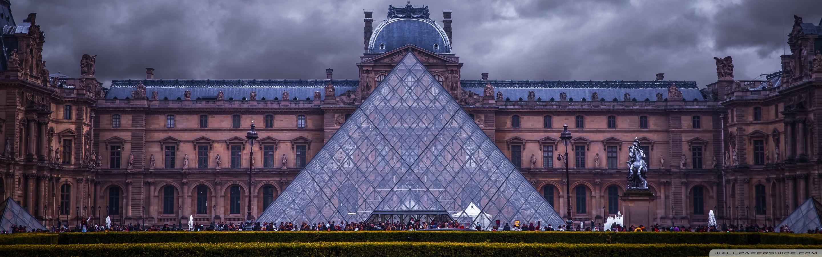 2880x900 Louvre Museum, Paris, France Ultra HD Desktop Background Wallpaper for 4K UHD TV : Widescreen & UltraWide Desktop & Laptop : Multi Display, Dual Monitor : Tablet