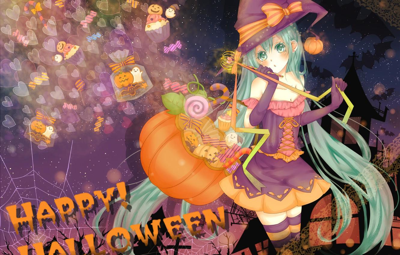 1332x850 Wallpaper girl, holiday, vocaloid, halloween, miku, hatsune image for desktop, section праздники