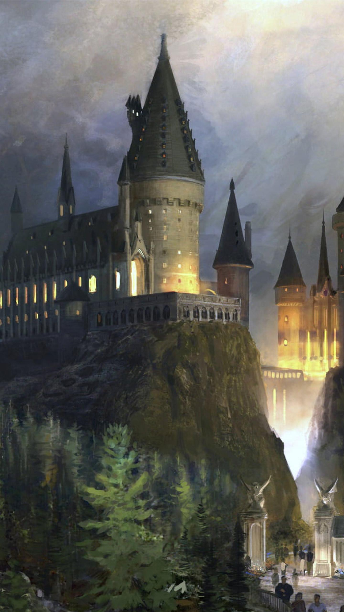 1440x2560 Wallpaper Brown Castle Painting, Fiction, Fantasy, Hogwart • Wallpaper For You