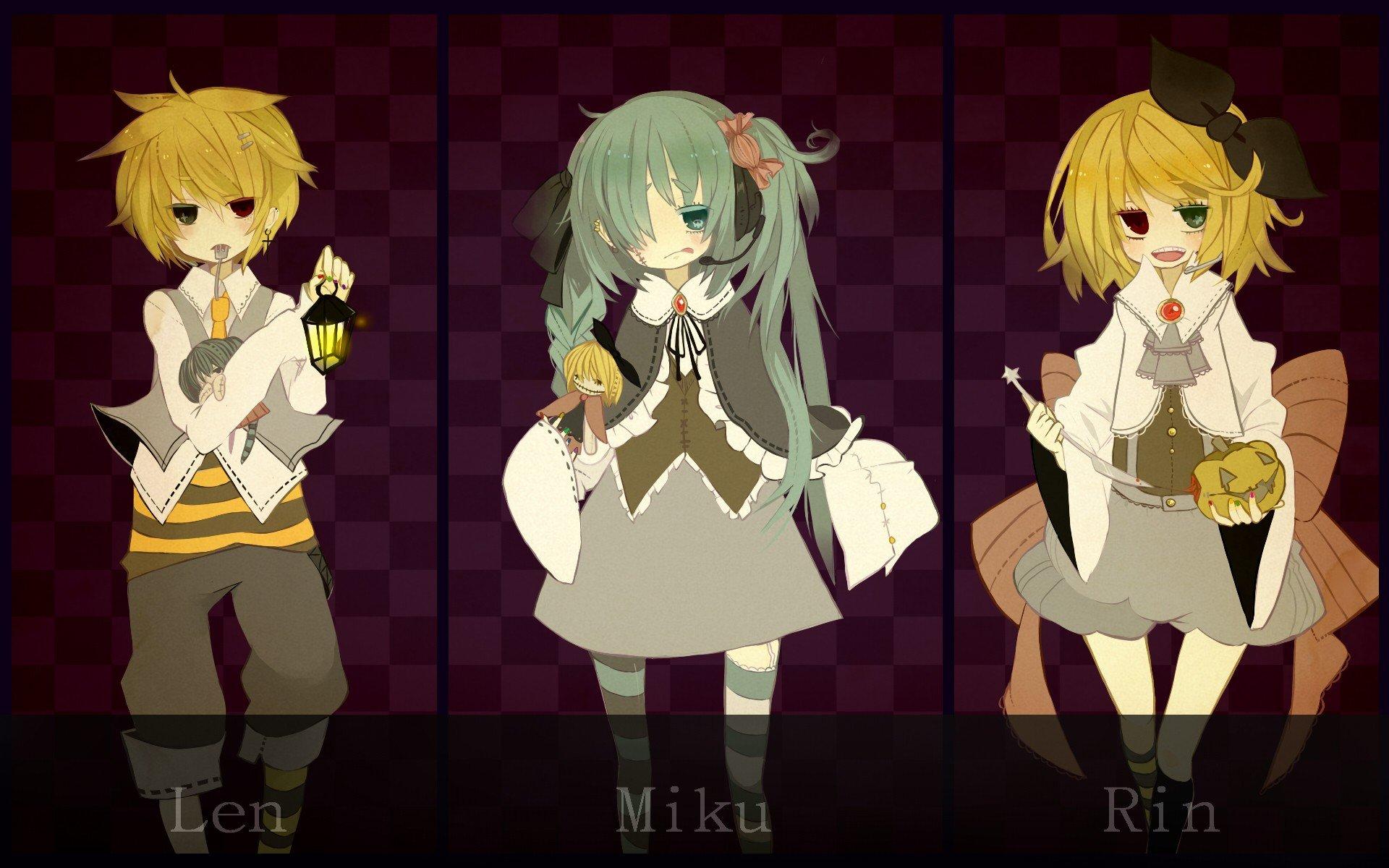 1920x1200 vocaloid, Hatsune, Miku, Halloween, Kagamine, Rin, Kagamine, Len, Heterochromia Wallpaper HD / Desktop and Mobile Background