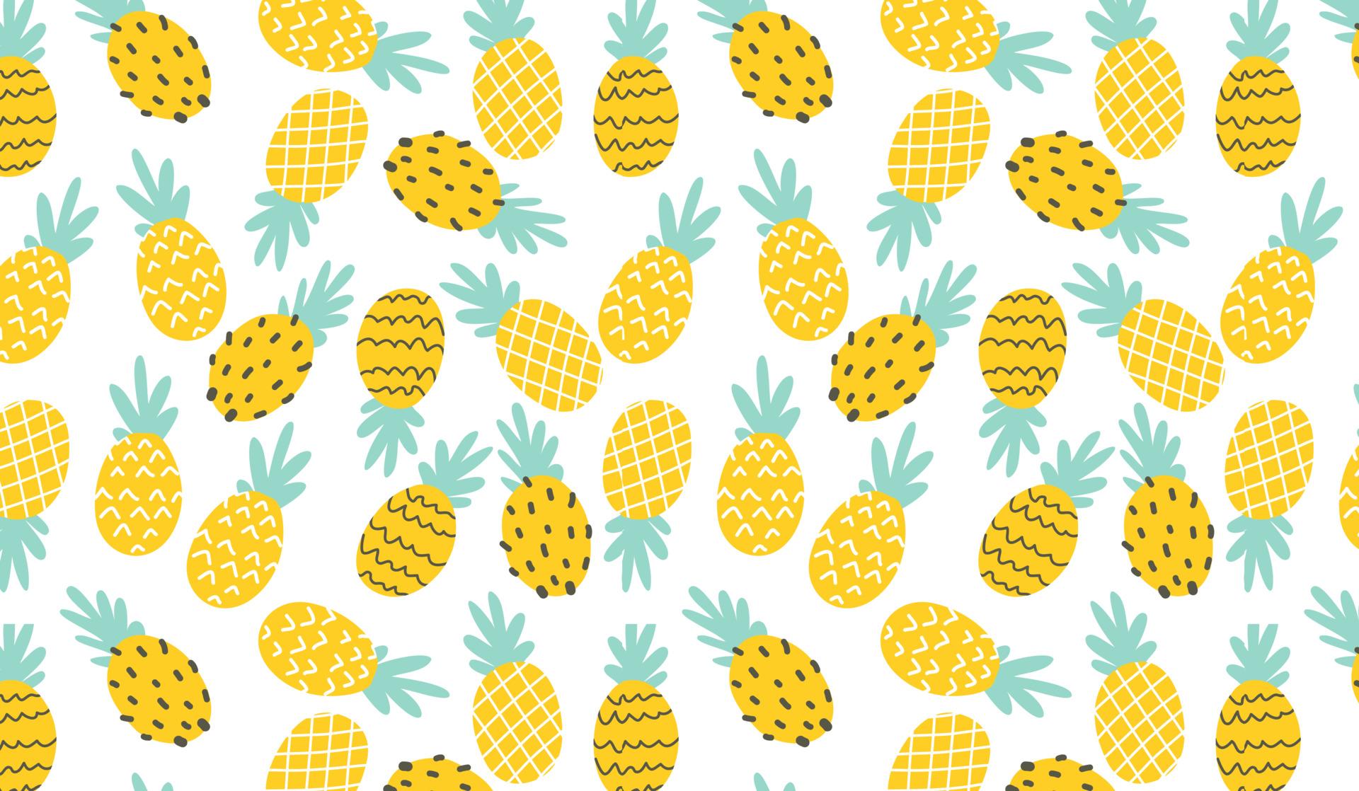 1920x1118 Ripe Yellow Pineapple Wallpaper For Phone. Pineapple Vector Illustration Pattern On Isolated White Background