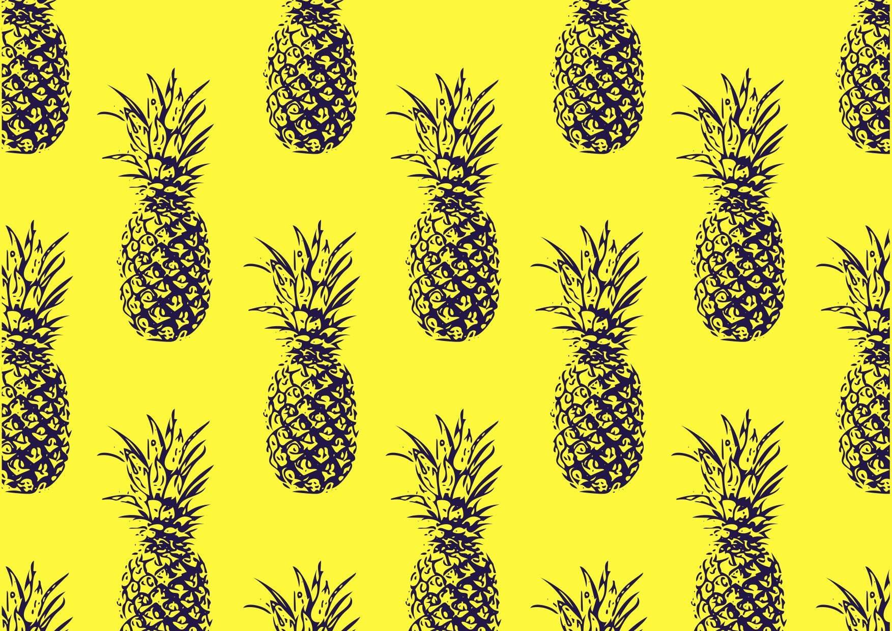 1753x1240 Download Cute Pineapple Pattern Neon Yellow Wallpaper