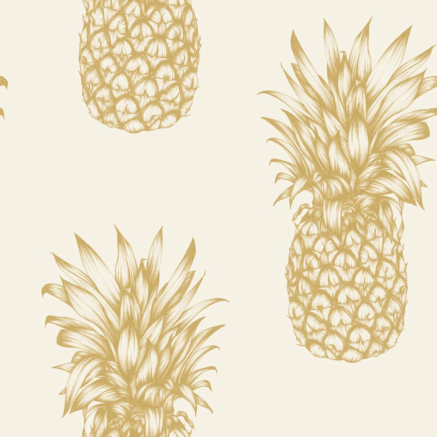 1500x1500 Arthouse, Copacabana Gold Pineapple Wallpaper, Modern Décor : Everything Else